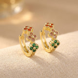 PENDIENTES TURQUESA CIRCONA CUBIQUE FLOR ARO
