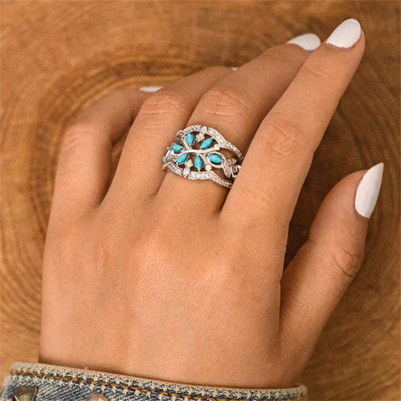 ANILLO VINTAGE BOHEMIO TURQUESA FLEURS LIANES