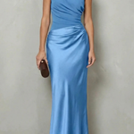 Velmoura – Asymmetric satin drape – Evening gown