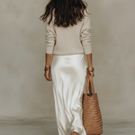 Effortless Ivory Knit & Satin Midi Ensemble