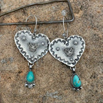 PENDIENTES ARTISANAL PLATA BOHEMIO TURQUESA CORAZÓN MARIPOSA