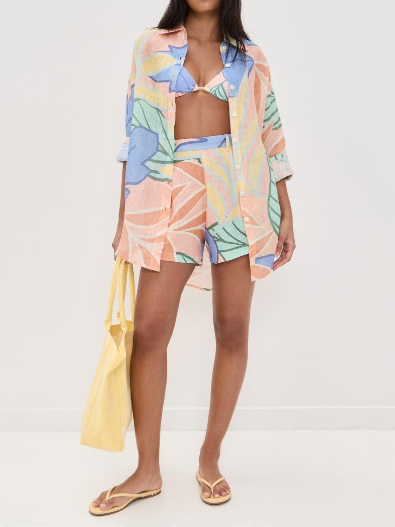 CONJUNTO DE PLAYA CON CAMISA ESTILO BOYFRIEND