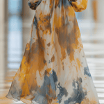 CONJUNTO DE GASA CON ESTAMPADO ACUARELA Y TOP - VALERINA MARBELLA