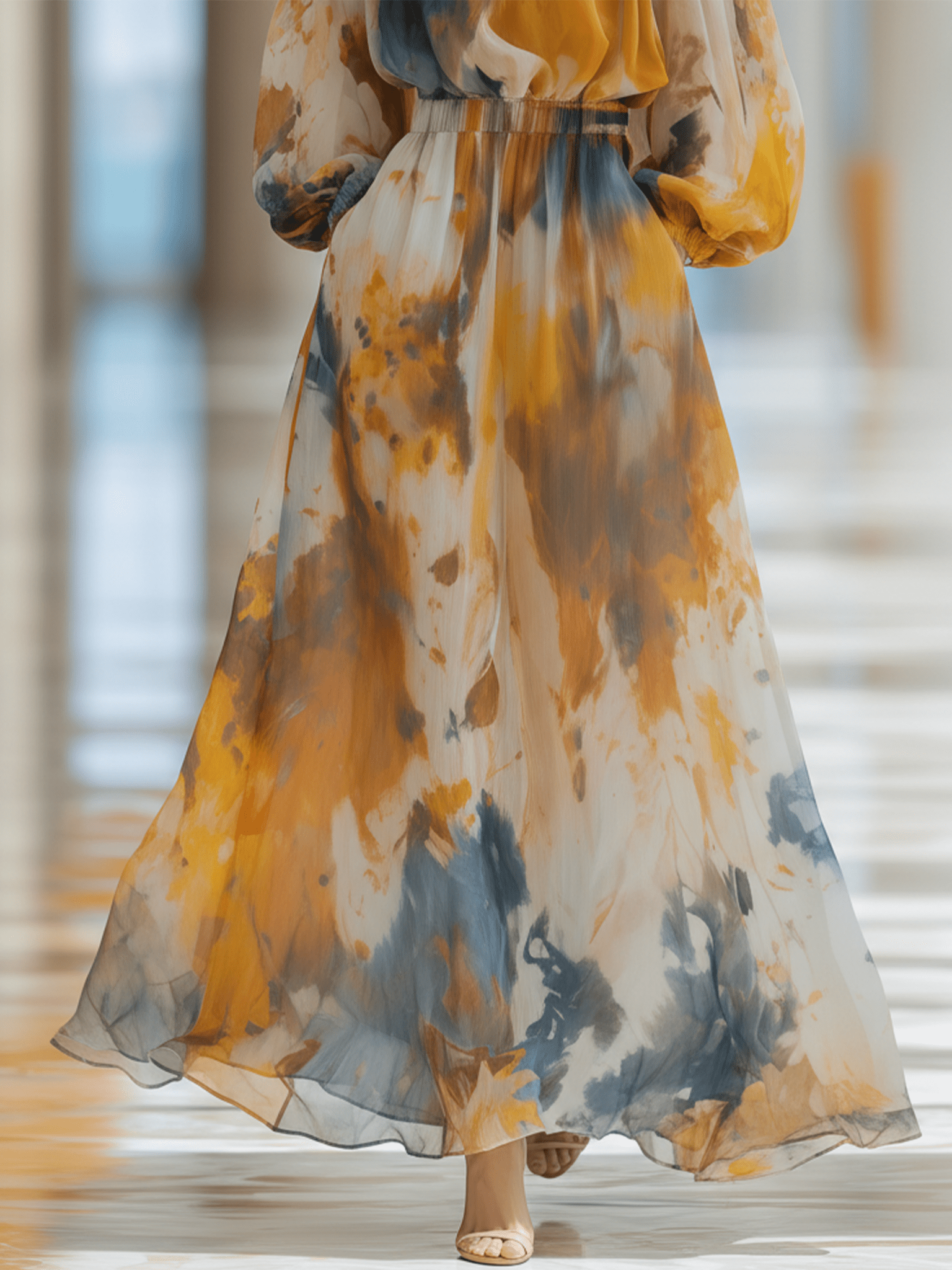 CONJUNTO DE GASA CON ESTAMPADO ACUARELA Y TOP - VALERINA MARBELLA