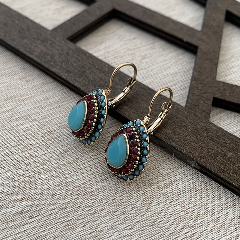 PENDIENTES VINTAGE GOTA TURQUESA HALO GOTA