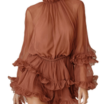 VESTIDO MINI DE GASA TRANSPARENTE ROJO - VALERINA MARBELLA