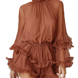 VESTIDO MINI DE GASA TRANSPARENTE ROJO - VALERINA MARBELLA