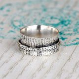 ANILLO ELEGANTE MARTELÉ PLATA PLAQUÉ TURQUESA ANTI-STRESS