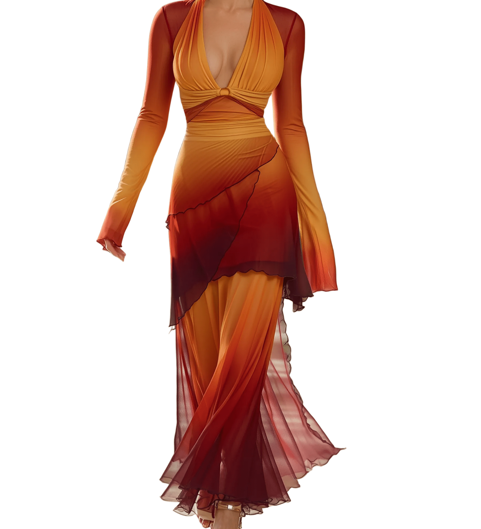 VESTIDO MAXI CON DEGRADADO ATARDECER - VALERINA MARBELLA