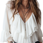 Layered Chiffon White Top With Ruffles