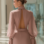 VESTIDO MAXI DE GASA ROSA EMPOLVADO - VALERINA MARBELLA