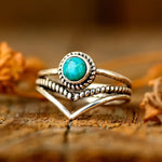 ANILLO STERLING PLATA REDONDO TURQUESA APILABLE