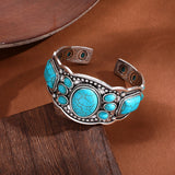 PULSERA VINTAGE ETHNIQUE STYLE TURQUESA OUVERT MANCHETTE