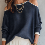Chic Cold-Shoulder Ribbed Knit Top