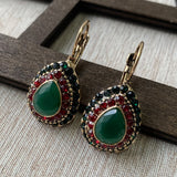 PENDIENTES VINTAGE TURQUESA STRASS GOTA RÉSINE