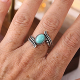 ANILLO VINTAGE FEUILLE TURQUESA STERLING PLATA