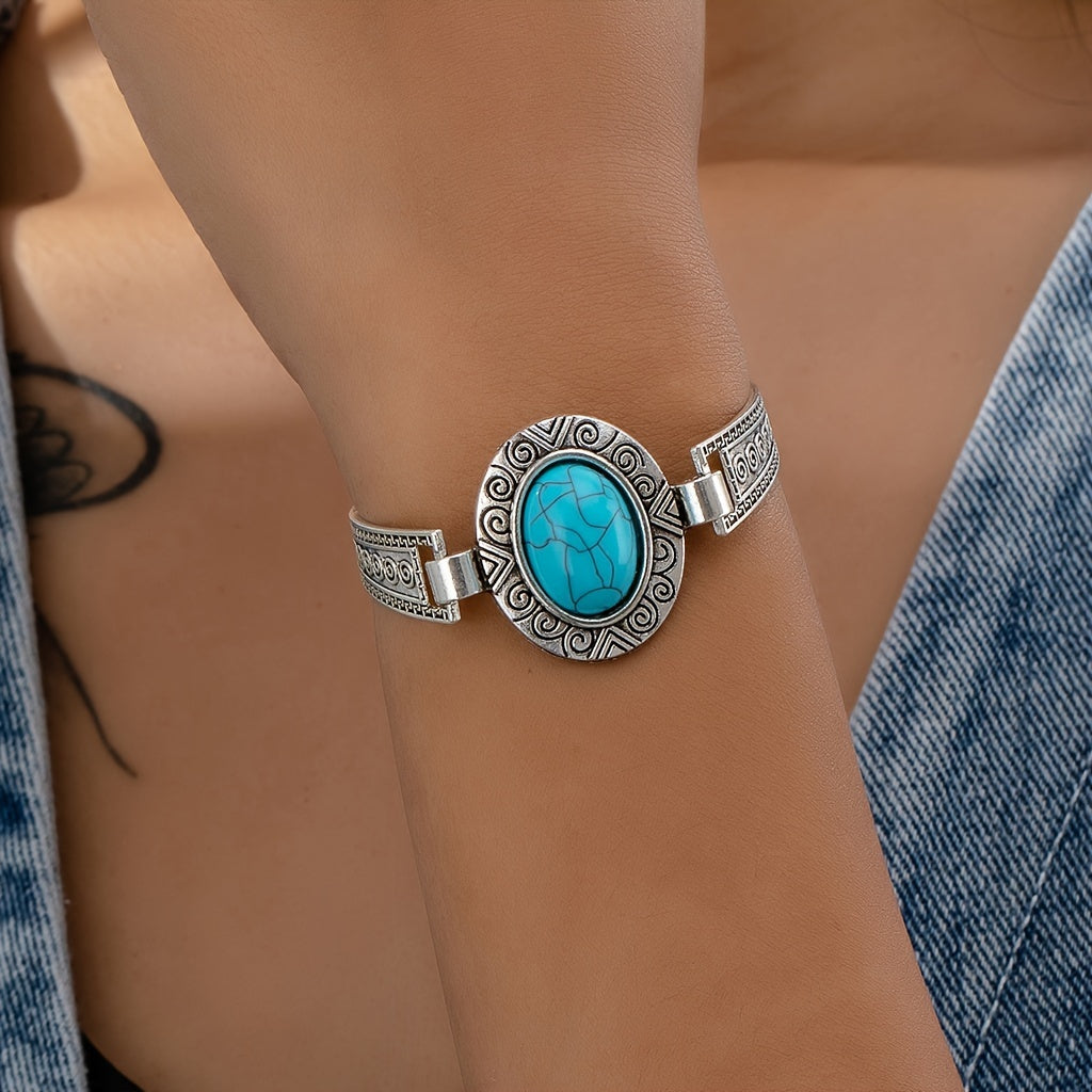 PULSERA VINTAGE TURQUESA ACCENT VINTAGE PLATA