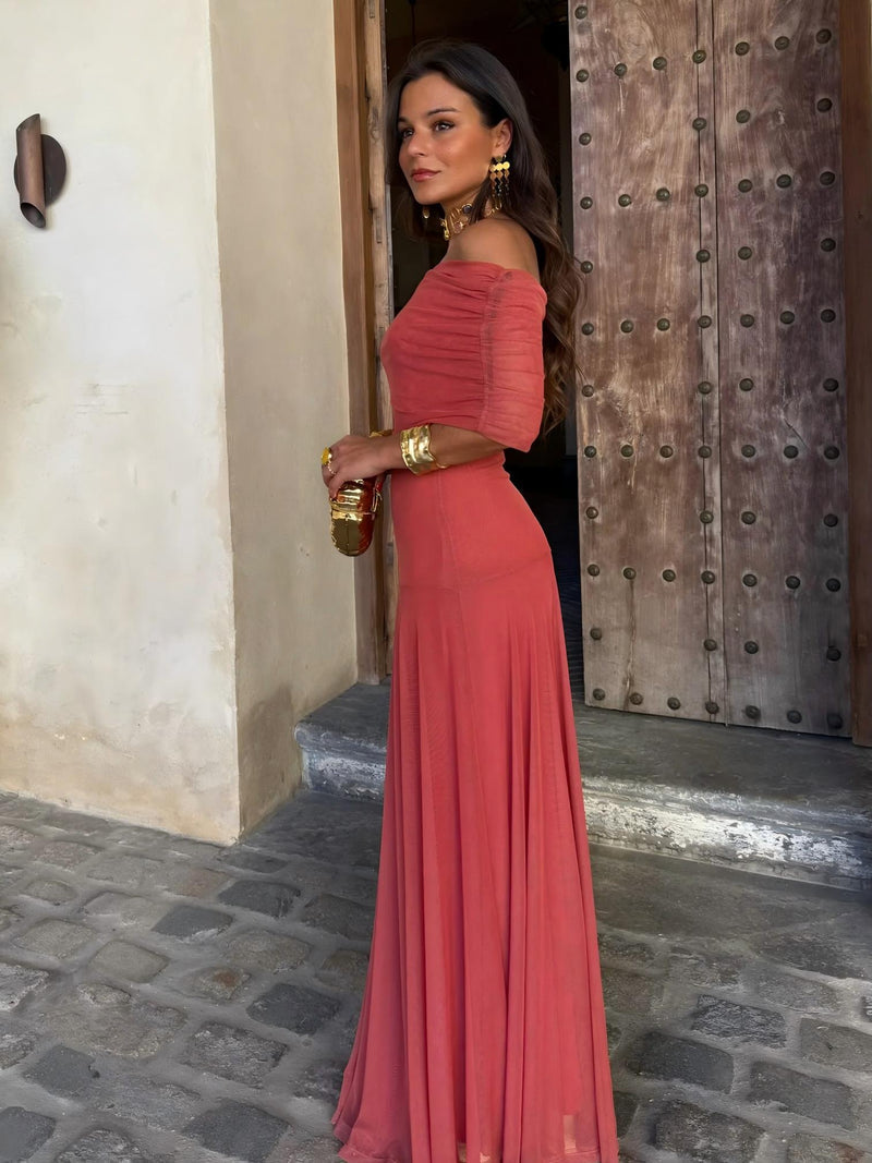 Dainia – Ein-Schulter-Maxikleid Aus Netz