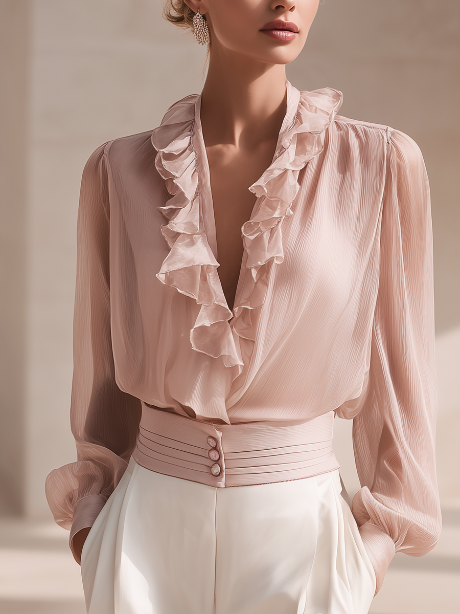 Romantic Ruffled Chiffon Blouse