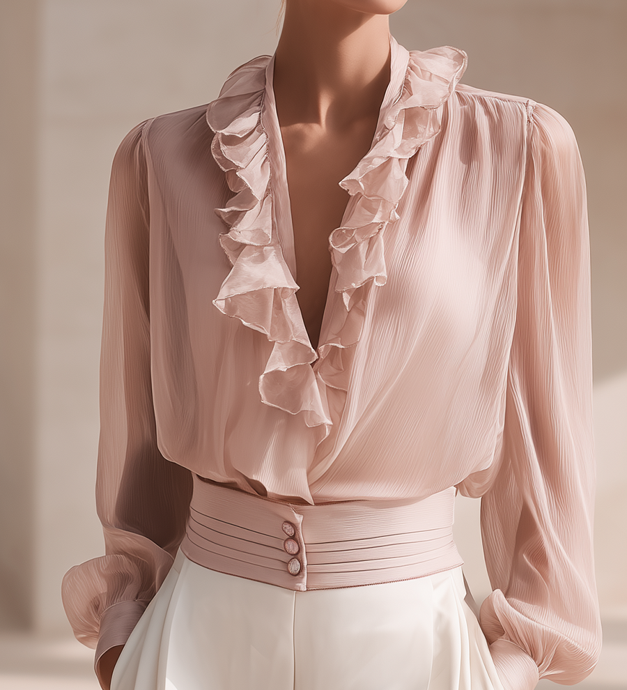 Romantic Ruffled Chiffon Blouse