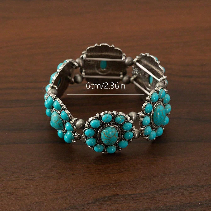 PULSERA ELEGANTE VINTAGE ETHNIQUE TURQUESA