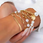 CONJUNTO CHIC ORO 4-PIEZA PULSERA - SERPIENTE, PERLES & MAILLONS | ORO