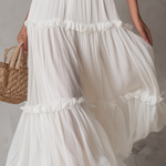 Graceful Pleated V-Neck Bohemian Maxi Dress