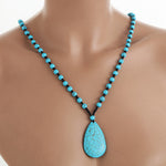 COLLAR BOHEMIO TURQUESA PERLÉ GRANDE GOTA COLGANTE