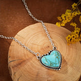 COLLAR BOHEMIO STYLE TURQUESA CORAZÓN COLGANTE