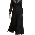 VESTIDO LARGO NEGRO CON BOTONES FRONTALES - VALERINA MARBELLA