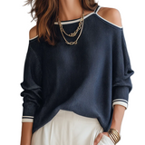 Chic Cold-Shoulder Ribbed Knit Top