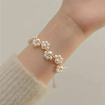 PULSERA CLÁSICO PERLA PERLÉ PATTE DE CHAT PLAQUÉ ORO RÉGLABLE
