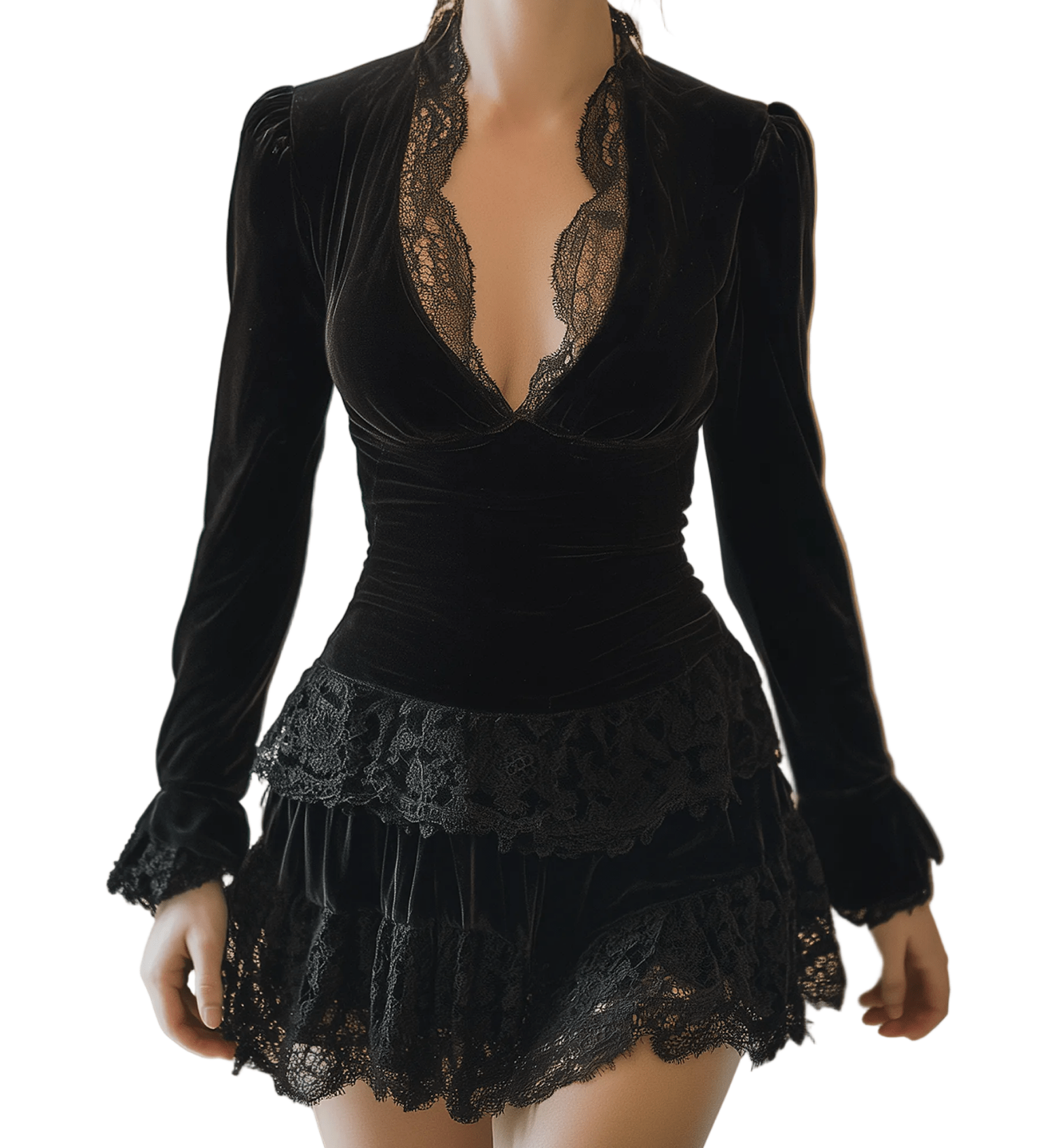 VESTIDO CORTO BODYCON DE TERCIOPELO - VALERINA MARBELLA