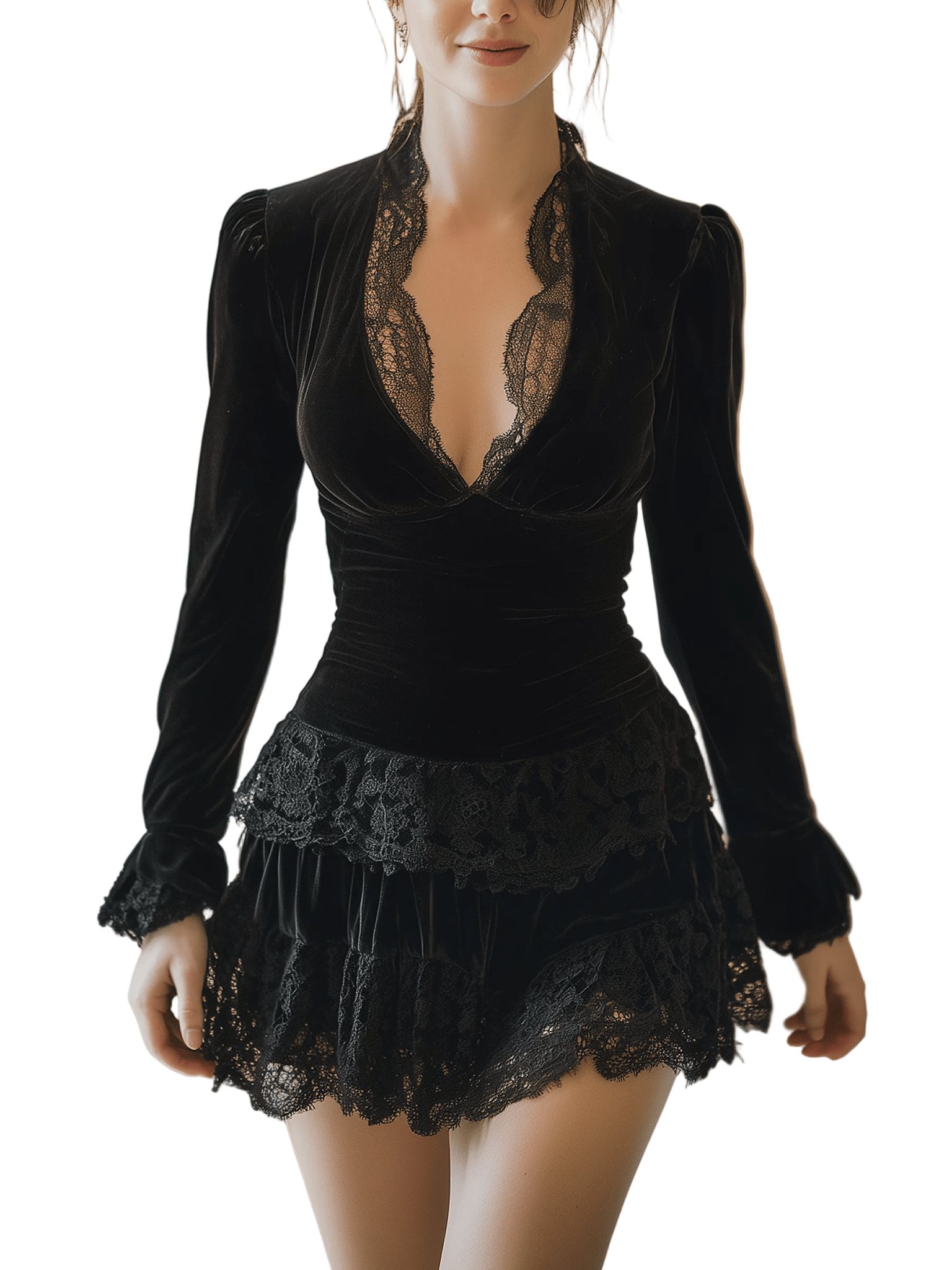 VESTIDO CORTO BODYCON DE TERCIOPELO - VALERINA MARBELLA