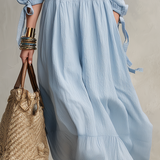 Airy Cold-Shoulder Textured Midi Dress
