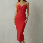 Blair – Timeless sculpted elegance – Draped sleeveless midi dress