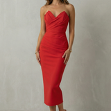 Blair – Timeless sculpted elegance – Draped sleeveless midi dress