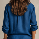 Bohemian Indigo Quiet Ease Button-Down Linen Shirt