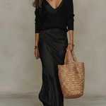 Effortless Ivory Knit & Satin Midi Ensemble