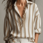 Casual Striped Cotton And Linen Long-Sleeved Shirt