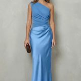 Velmoura – Asymmetric satin drape – Evening gown
