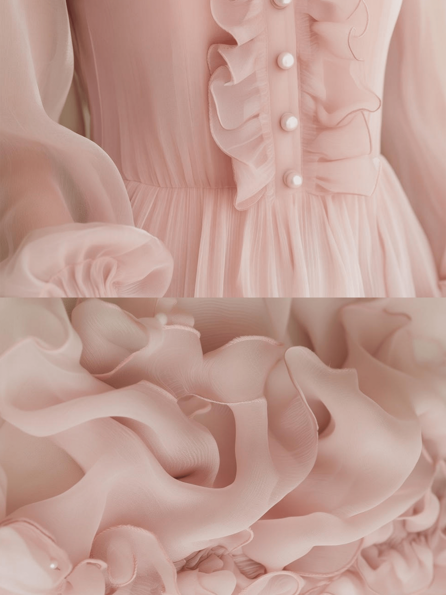 VESTIDO MINI DE GASA ROSA CLARO CON VOLANTES - VALERINA MARBELLA