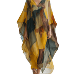 VESTIDO LARGO DE GASA ACUARELA EN TONOS ATARDECER TIPO COVER - UP - VALERINA MARBELLA