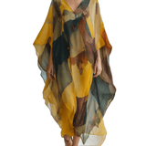 VESTIDO LARGO DE GASA ACUARELA EN TONOS ATARDECER TIPO COVER - UP - VALERINA MARBELLA