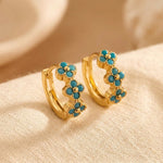 PENDIENTES TURQUESA FLOR ARO
