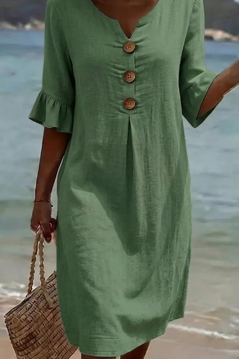 VESTIDO DE PLAYA CON BORDADO FLORAL – BELLEZA NATURAL