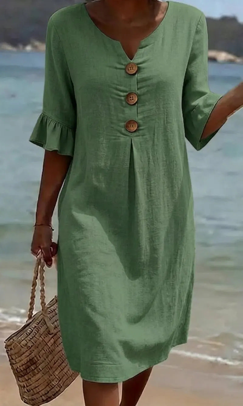 VESTIDO DE PLAYA CON BORDADO FLORAL – BELLEZA NATURAL