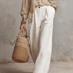 Quiet Bohemian Striped Tie-Neck Shirt