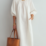 Effortless Cream Relaxed Midi Dress