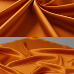 VESTIDO MIDI DE SATÉN NARANJA CON MANGAS ABULLONADAS - VALERINA MARBELLA